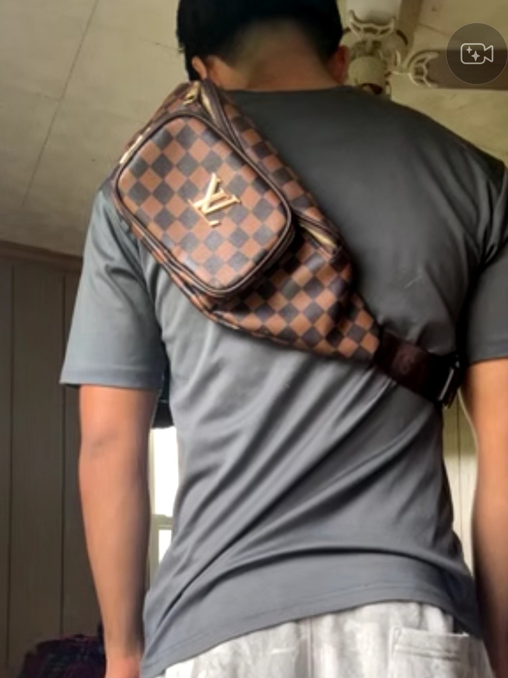Brown Damier Ebene Belt Bag with Gold Hardware / Matching Hat On Sale Too